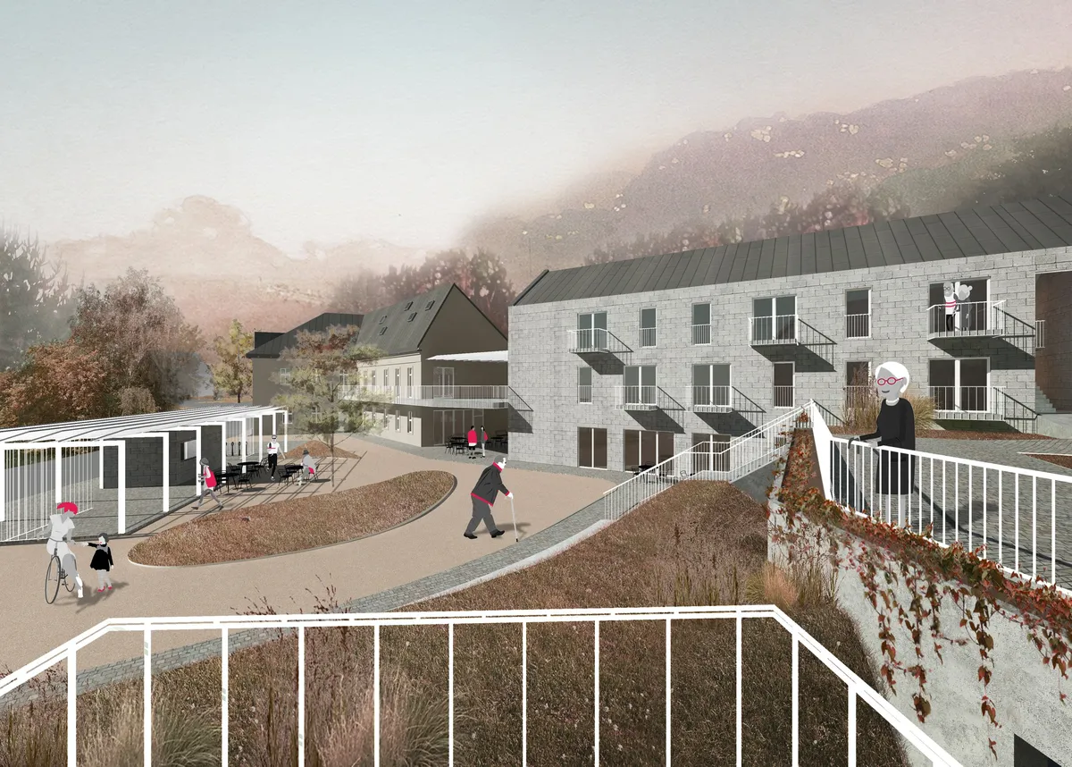seniorské centrum Šatovka — vizualizace 02, náměstí