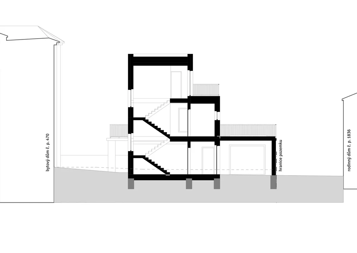 minivila Kunratice — výkres 07, řez